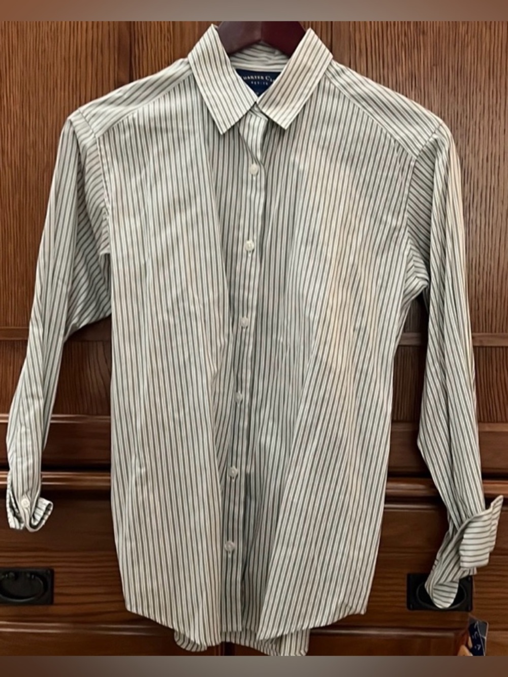 NWT Charter Club Petite Button Down Oregano Stripes Classic Collar Shirtings